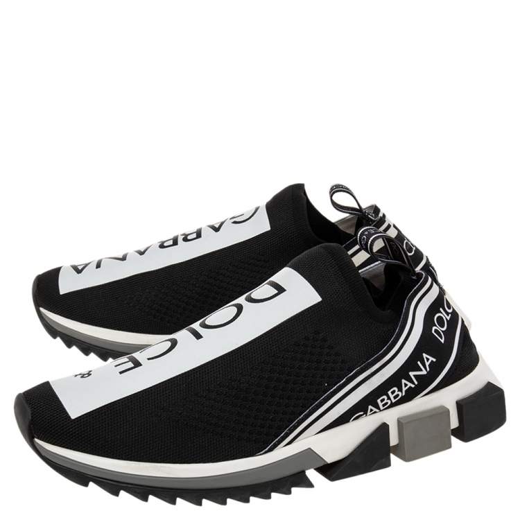 مملوكة مسبقًا Dolce & Gabbana Black Knit Fabric Sorrento Slip On Sneakers Size 43