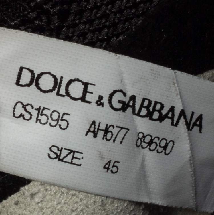 Pre Owned Dolce & Gabbana Black/White Knit Fabric Sorrento Slip On Sneakers Size 45