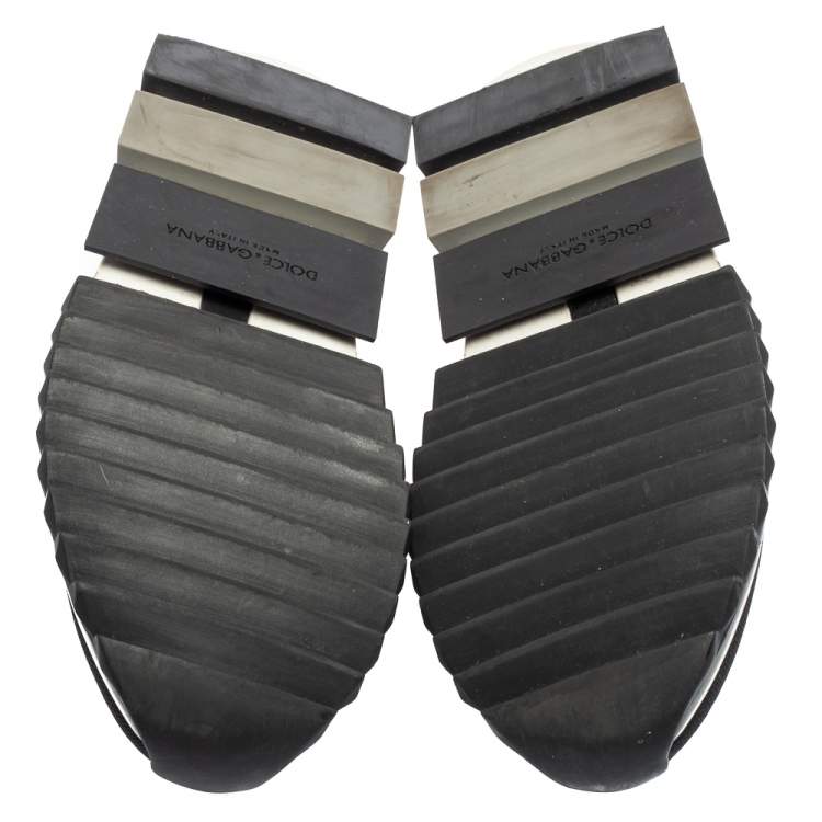 Pre Owned Dolce & Gabbana Black/White Knit Fabric Sorrento Slip On Sneakers Size 45