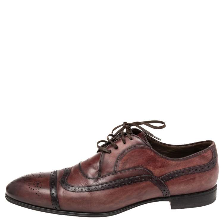 Pre Owned Dolce & Gabbana Brown Leather  Brogue Lace Up Derby Size 43.5