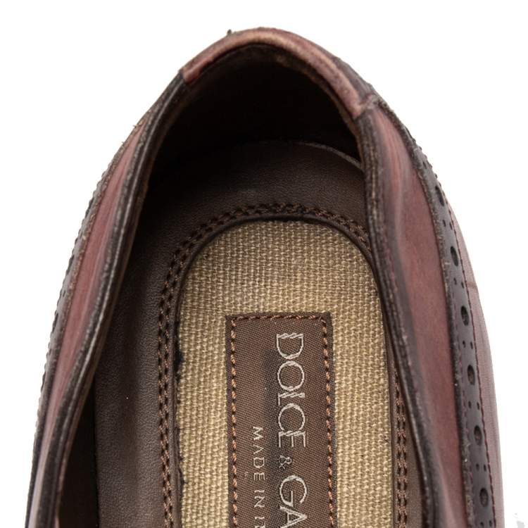 Pre Owned Dolce & Gabbana Brown Leather  Brogue Lace Up Derby Size 43.5