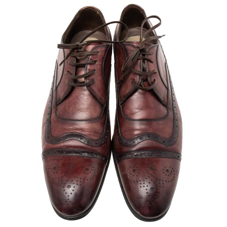 Pre Owned Dolce & Gabbana Brown Leather  Brogue Lace Up Derby Size 43.5