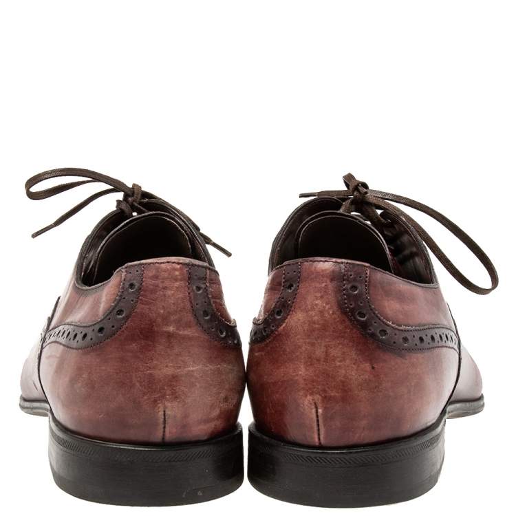 Pre Owned Dolce & Gabbana Brown Leather  Brogue Lace Up Derby Size 43.5