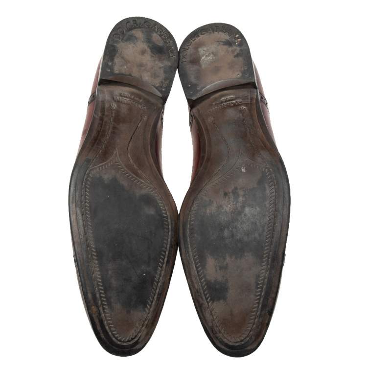 Pre Owned Dolce & Gabbana Brown Leather  Brogue Lace Up Derby Size 43.5