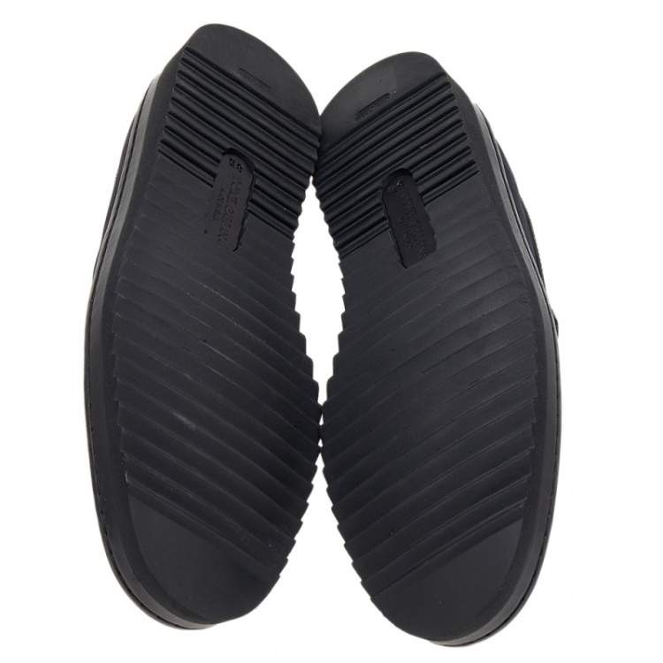 Pre Owned Dolce & Gabbana Navy Blue/Black Leather Slip On Sneakers Size 42.5