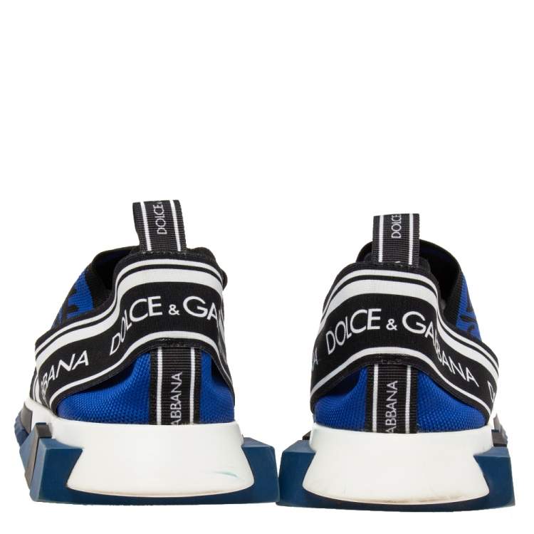 مملوكة مسبقًا Dolce & Gabbana Blue Knit Fabric Graffiti Sorrento Slip-On Sneakers Size 46