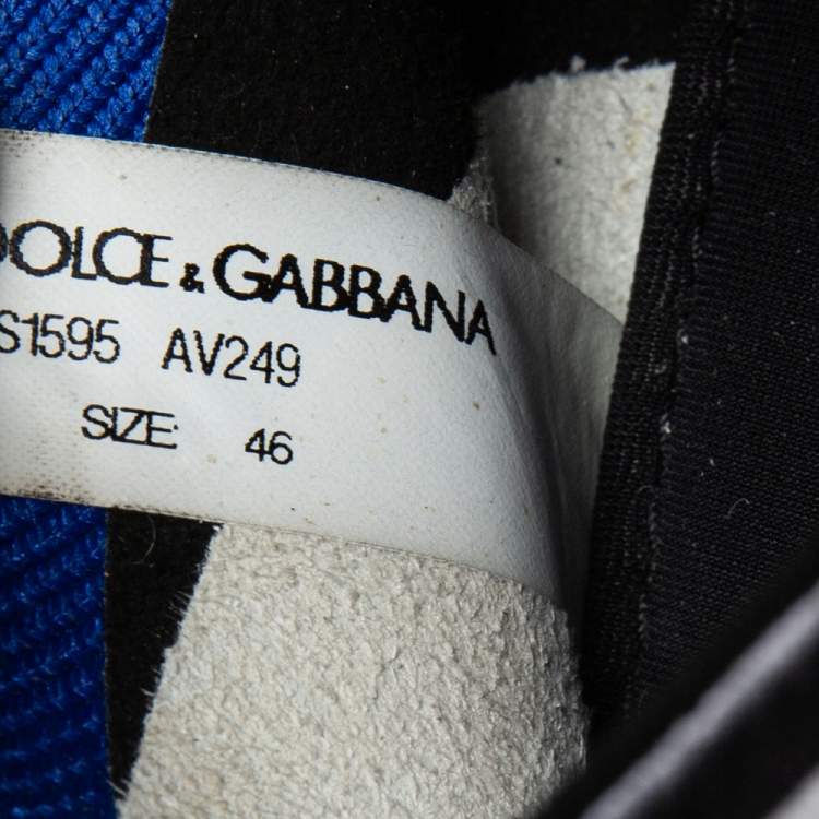 مملوكة مسبقًا Dolce & Gabbana Blue Knit Fabric Graffiti Sorrento Slip-On Sneakers Size 46