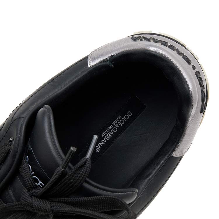 Pre Owned Dolce & Gabbana Black Leather Portofino Low Top Sneakers Size 40