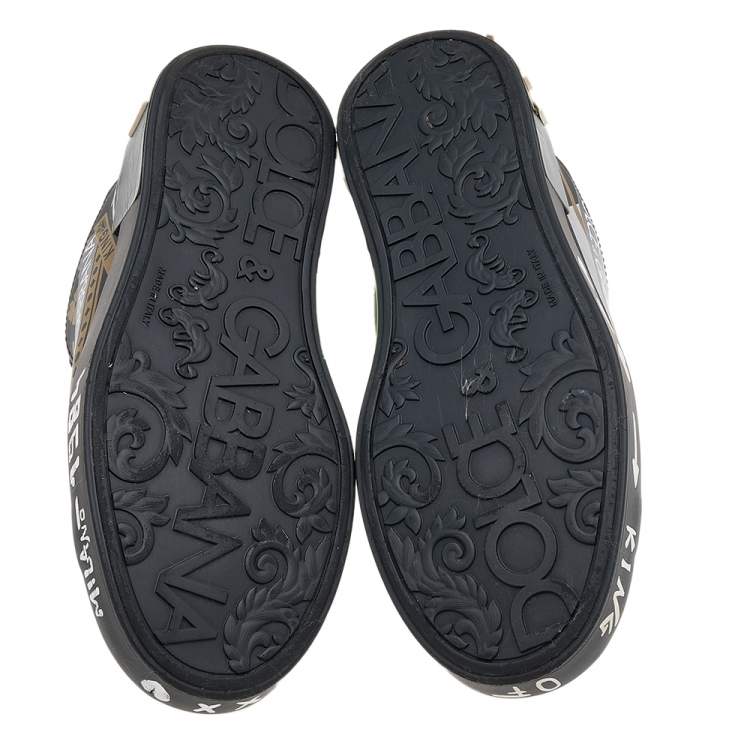 Pre Owned Dolce & Gabbana Black Leather Portofino Low Top Sneakers Size 40