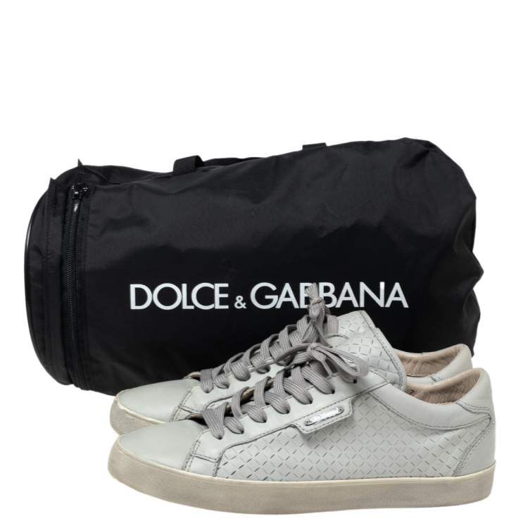 Pre Owned Dolce and Gabbana Grey Leather Lace Up Sneakers  Size 41 
