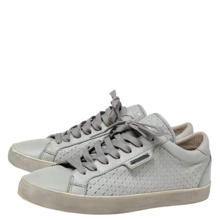 Pre Owned Dolce and Gabbana Grey Leather Lace Up Sneakers  Size 41 