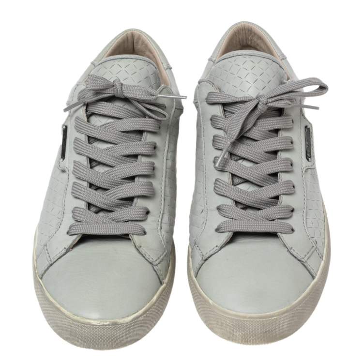 Pre Owned Dolce and Gabbana Grey Leather Lace Up Sneakers  Size 41 