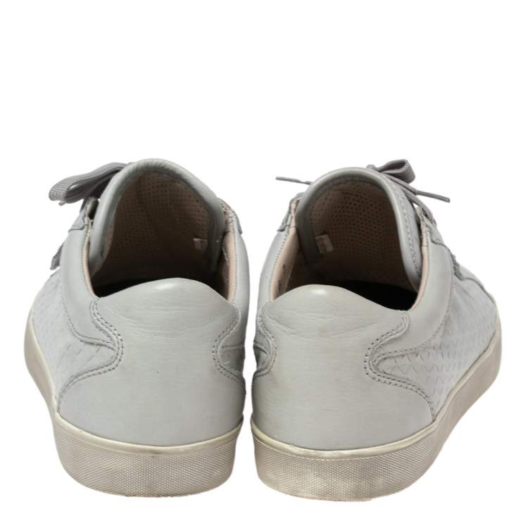 Pre Owned Dolce and Gabbana Grey Leather Lace Up Sneakers  Size 41 