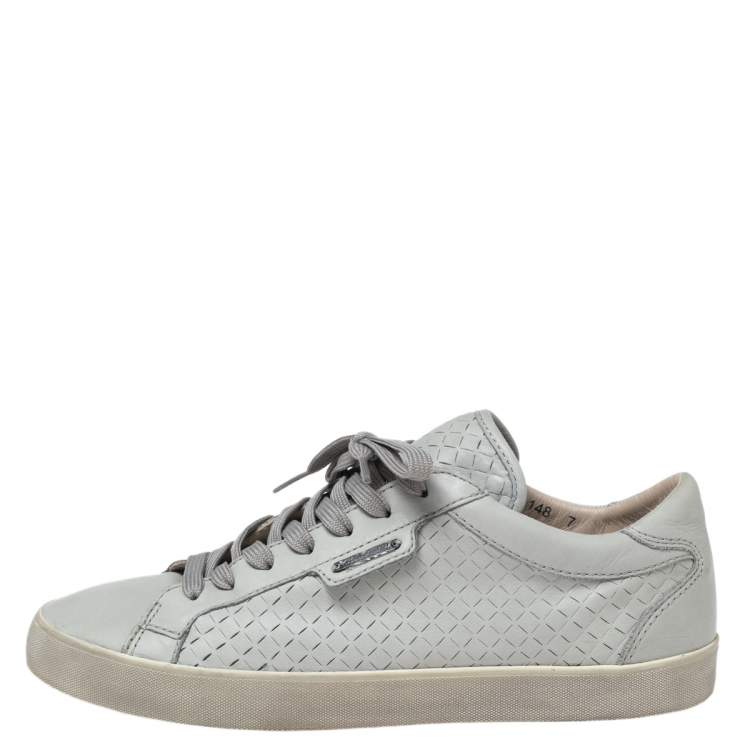 Pre Owned Dolce and Gabbana Grey Leather Lace Up Sneakers  Size 41 