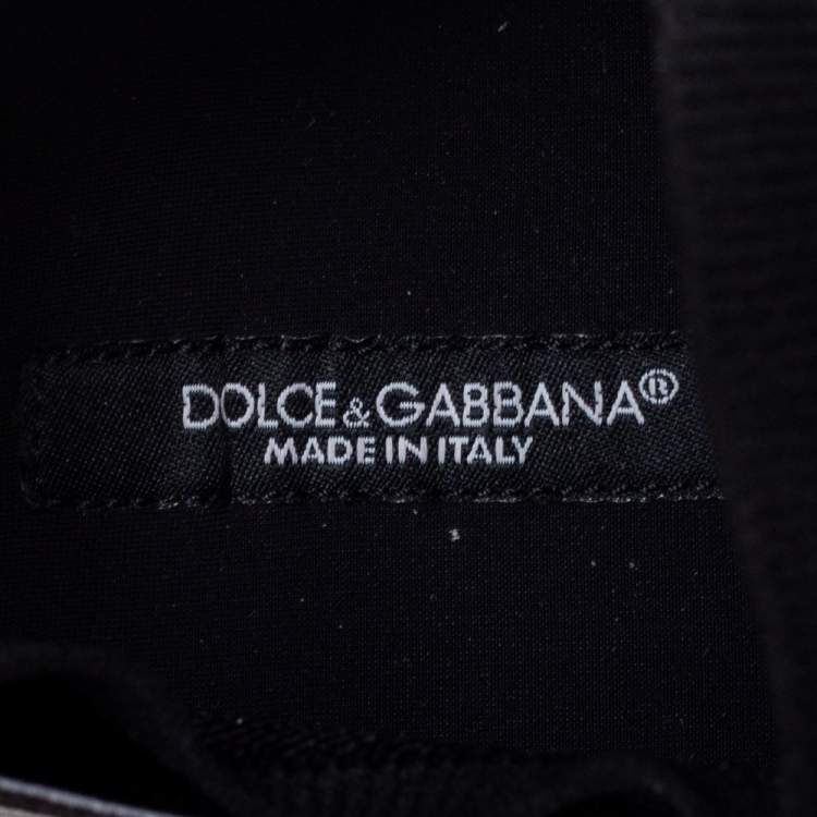 Pre Owned Dolce & Gabbana Black Knit Fabric Sorrento Logo Sneakers Size 42