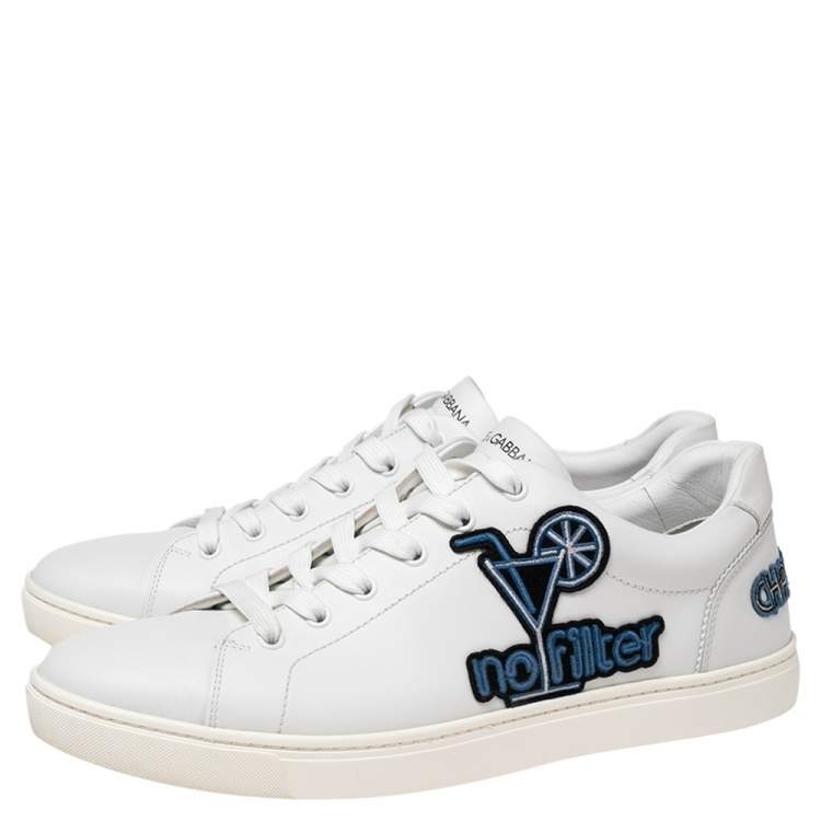 Pre Owned Dolce & Gabbana White Leather Low Top Sneakers Size 43