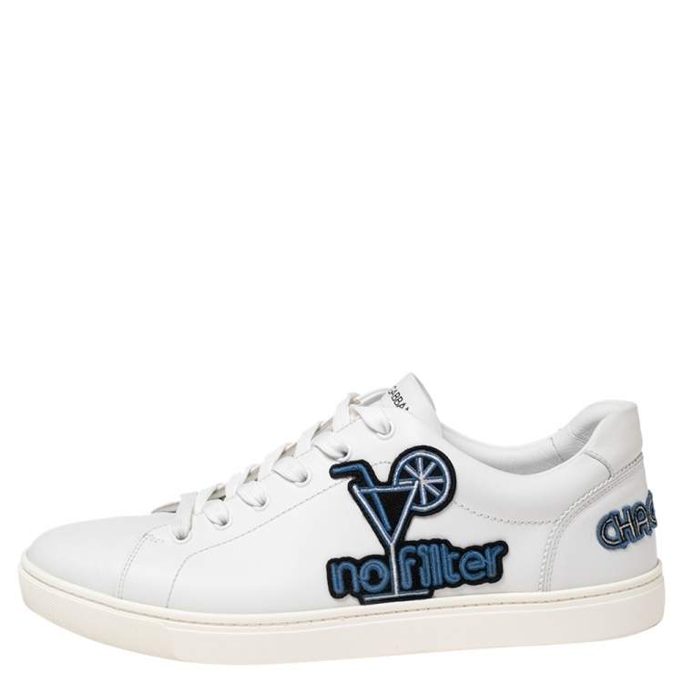 Pre Owned Dolce & Gabbana White Leather Low Top Sneakers Size 43