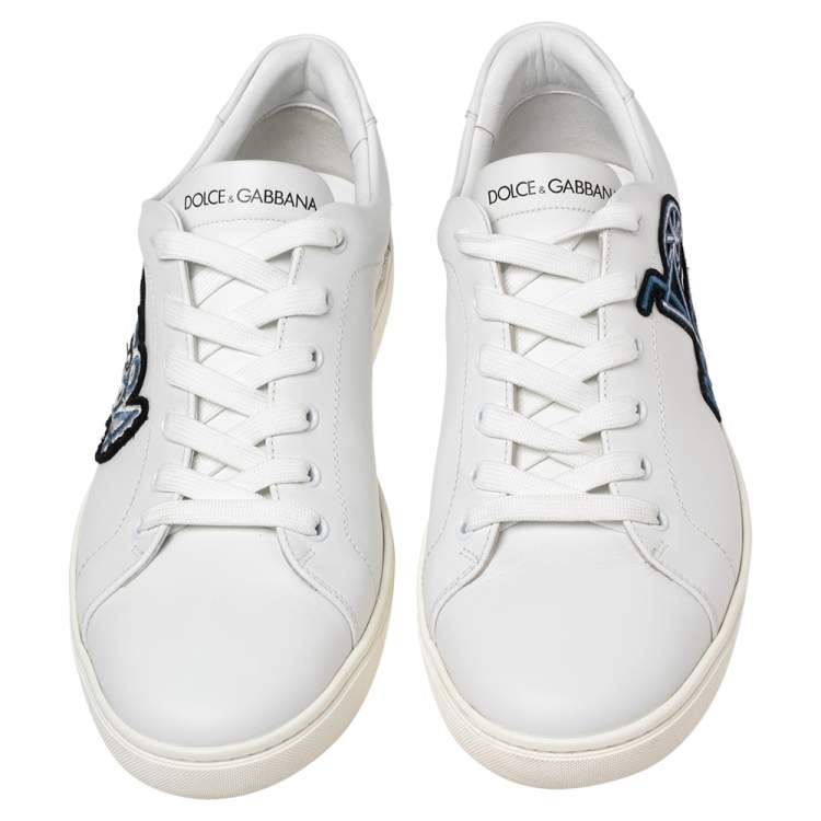 Pre Owned Dolce & Gabbana White Leather Low Top Sneakers Size 43