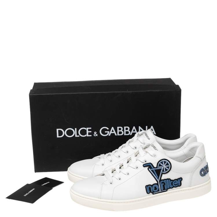 Pre Owned Dolce & Gabbana White Leather Low Top Sneakers Size 43