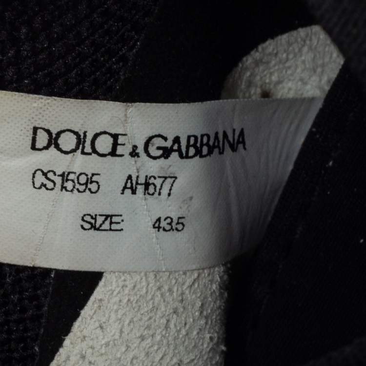 Pre Owned Dolce & Gabbana Black/White Knit Fabric Sorrento Sneakers Size 43.5