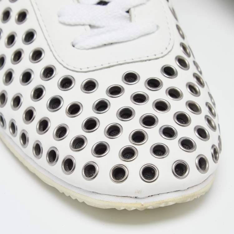 Pre Owned Dolce & Gabbana  White/Black Leather Lace Up Sneakers Size 43
