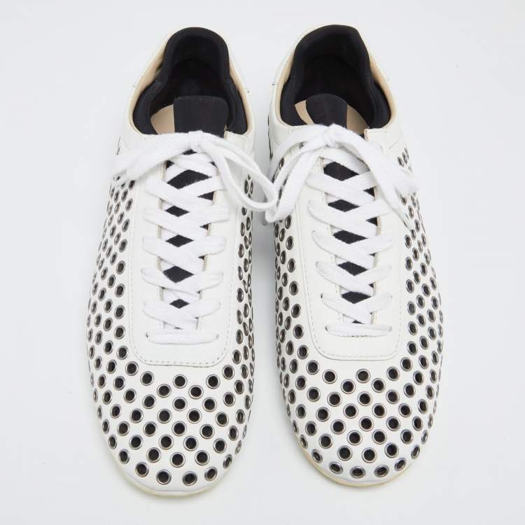Pre Owned Dolce & Gabbana  White/Black Leather Lace Up Sneakers Size 43