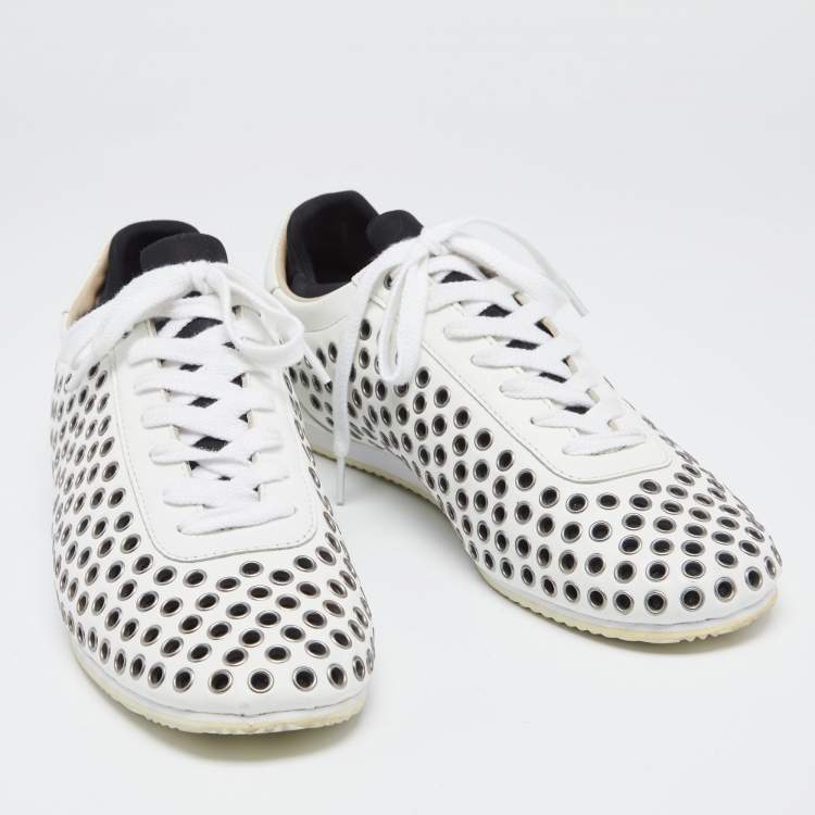 Pre Owned Dolce & Gabbana  White/Black Leather Lace Up Sneakers Size 43