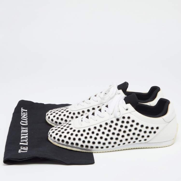 Pre Owned Dolce & Gabbana  White/Black Leather Lace Up Sneakers Size 43