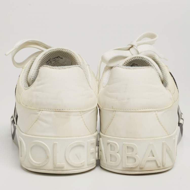 مملوكة مسبقًا Dolce & Gabbana White Nylon Portofino Low Top Sneakers Size 39.5
