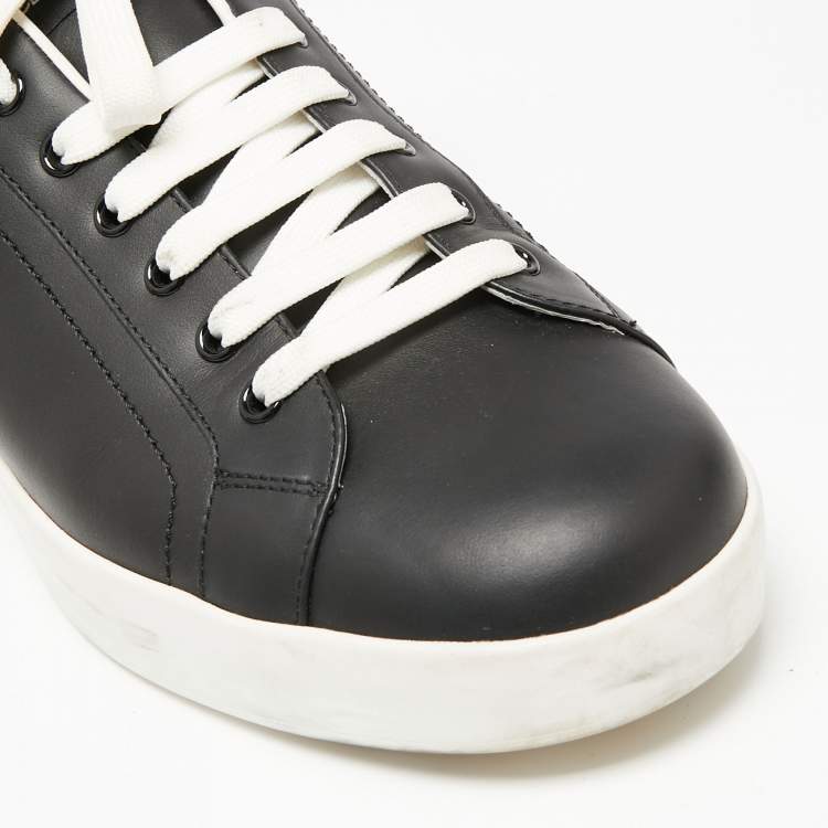 Pre Owned Dolce & Gabbana Black Leather Classic Portofino Sneakers Size 43