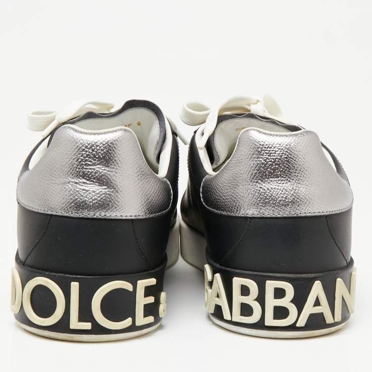 Pre Owned Dolce & Gabbana Black Leather Classic Portofino Sneakers Size 43