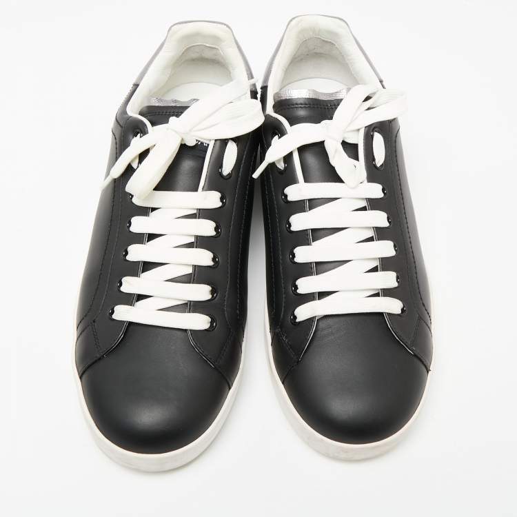 Pre Owned Dolce & Gabbana Black Leather Classic Portofino Sneakers Size 43