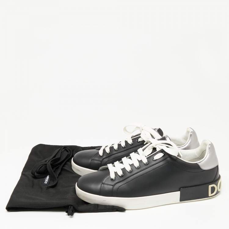Pre Owned Dolce & Gabbana Black Leather Classic Portofino Sneakers Size 43