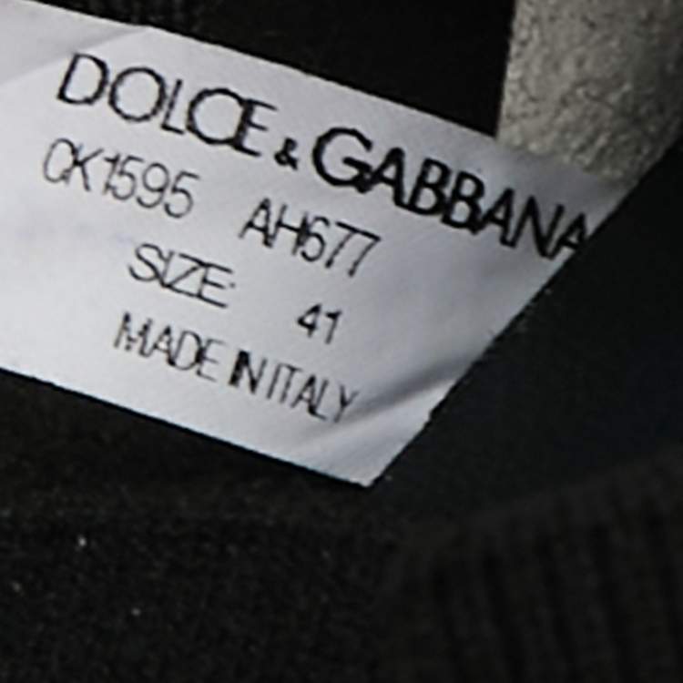 Pre Owned Dolce & Gabbana Black/White Knit Fabric Sorrento Slip-On Sneakers Size 41
