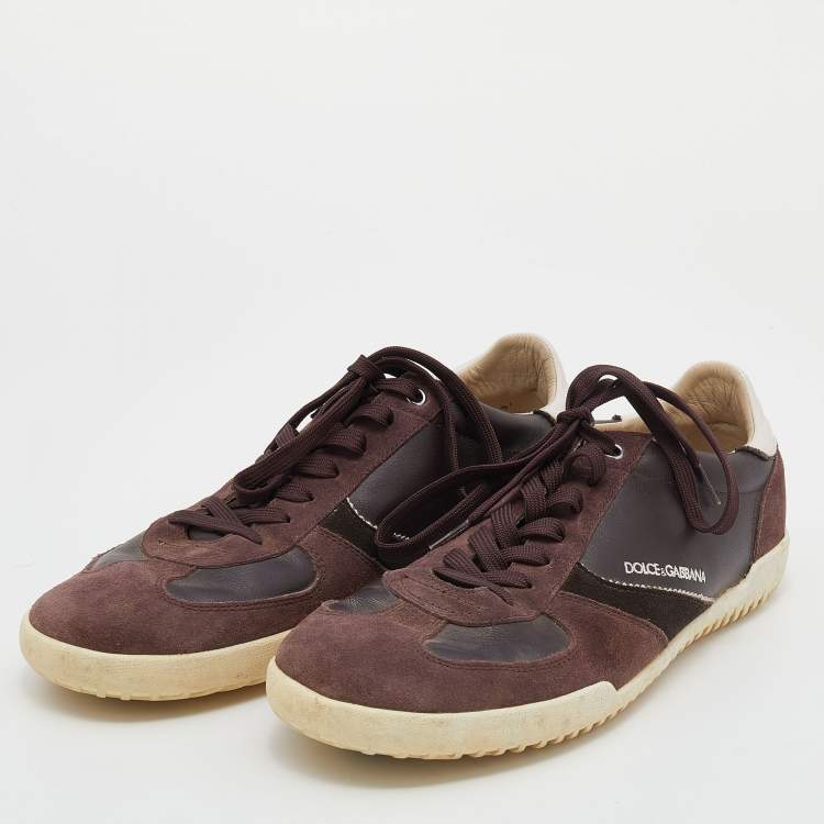 Pre Owned Dolce & Gabbana Multicolor Leather And Suede Low Top Sneakers Size 45
