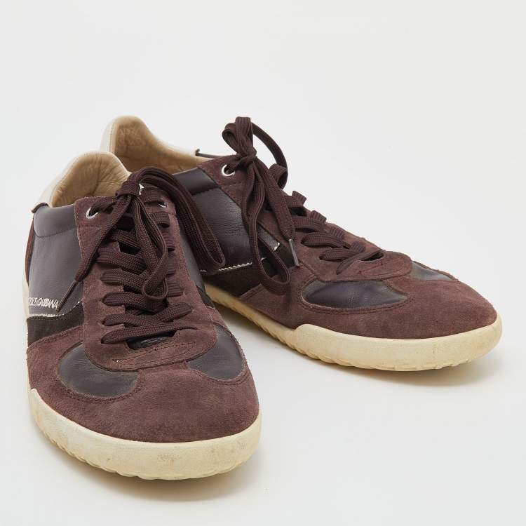 Pre Owned Dolce & Gabbana Multicolor Leather And Suede Low Top Sneakers Size 45