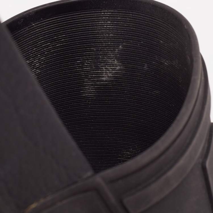 Pre Owned Dolce&Gabbana Black Rubber DG Logo Slides Size 45