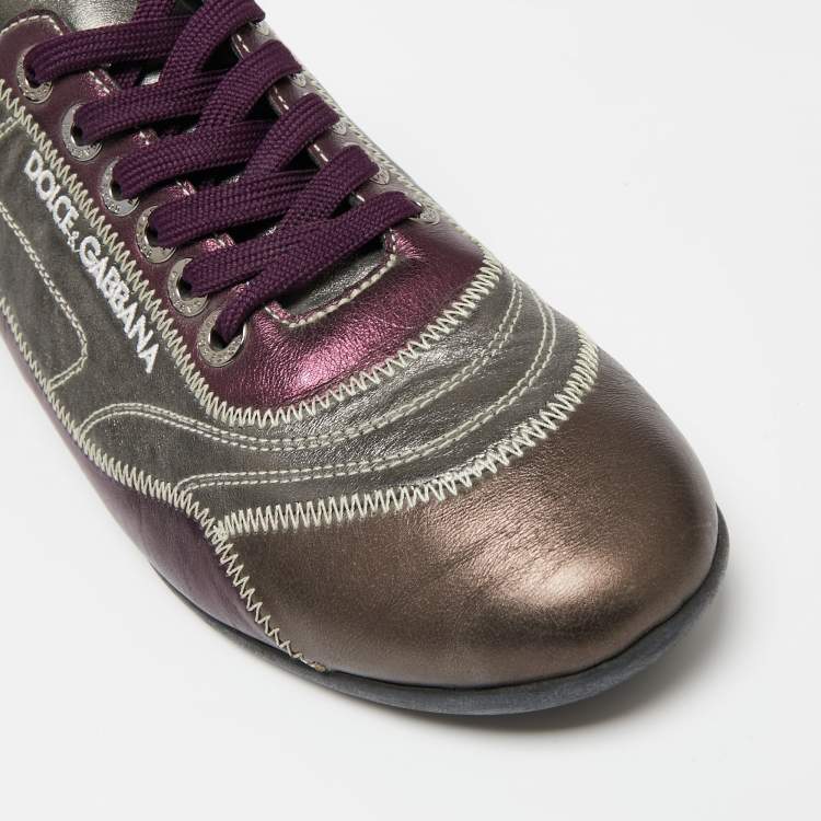 Pre Owned Dolce & Gabbana Multicolor Leather Low Top Sneakers Size 42.5