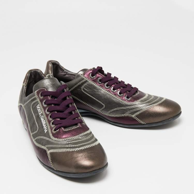 Pre Owned Dolce & Gabbana Multicolor Leather Low Top Sneakers Size 42.5