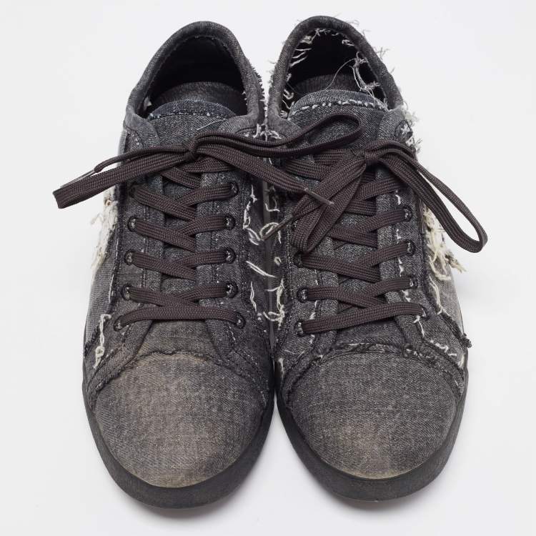 Pre Owned Dolce & Gabbana Dark Grey Denim Lace Up Sneakers Size 44  
