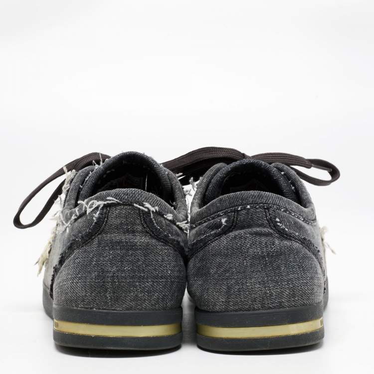 Pre Owned Dolce & Gabbana Dark Grey Denim Lace Up Sneakers Size 44  