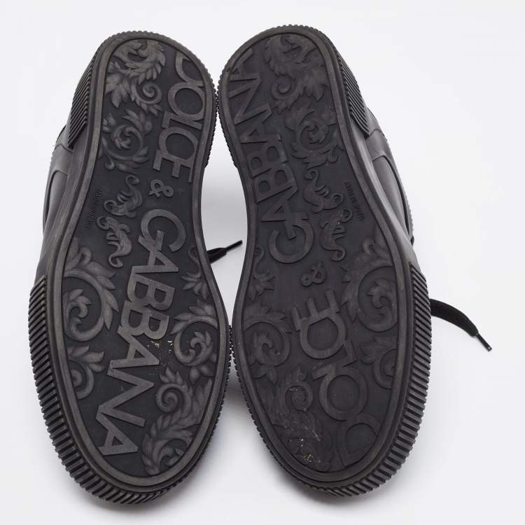 Pre Owned Dolce & Gabbana Black Leather Miami Logo Low Top Sneakers Size 42