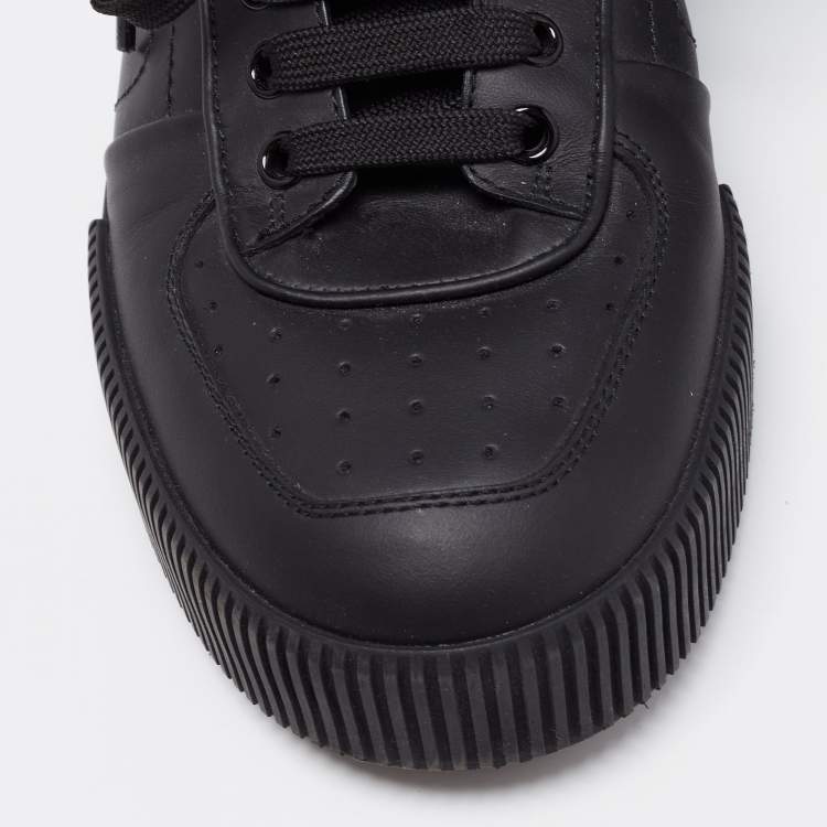 Pre Owned Dolce & Gabbana Black Leather Miami Logo Low Top Sneakers Size 42