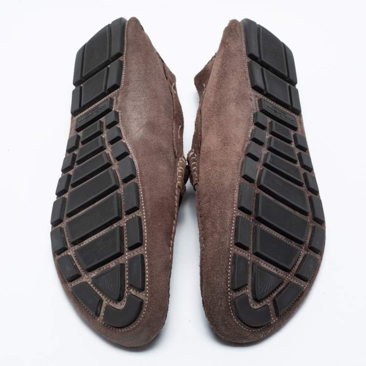 مملوكة مسبقًا Dolce & Gabbana Brown Suede Boat Loafers Size 44