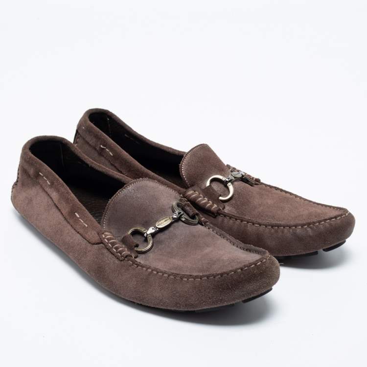 مملوكة مسبقًا Dolce & Gabbana Brown Suede Boat Loafers Size 44