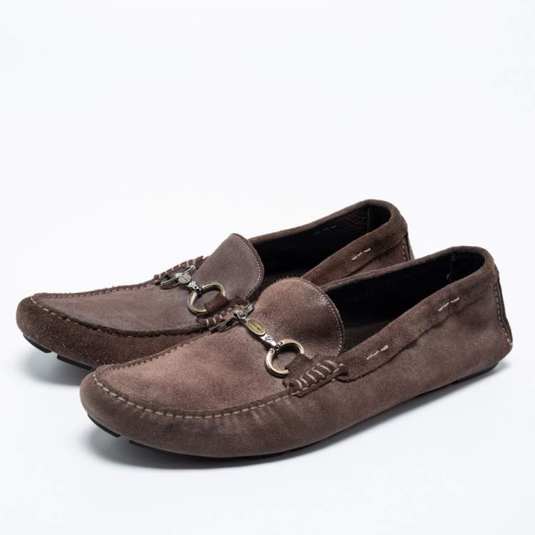 مملوكة مسبقًا Dolce & Gabbana Brown Suede Boat Loafers Size 44