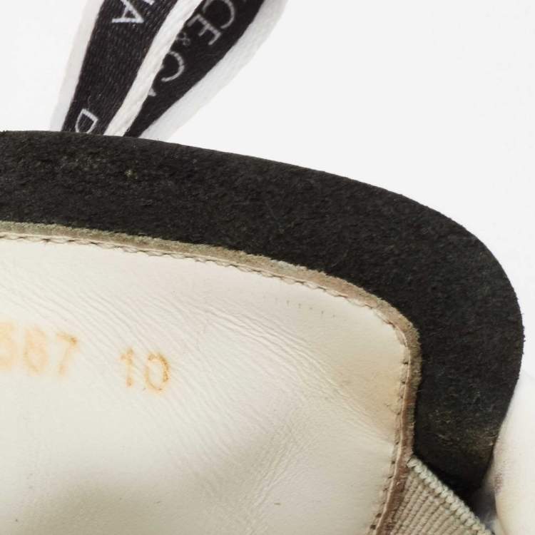 مملوكة مسبقًا Dolce & Gabbana White/Black Leather Portofino Royal Sneakers  Size 44
