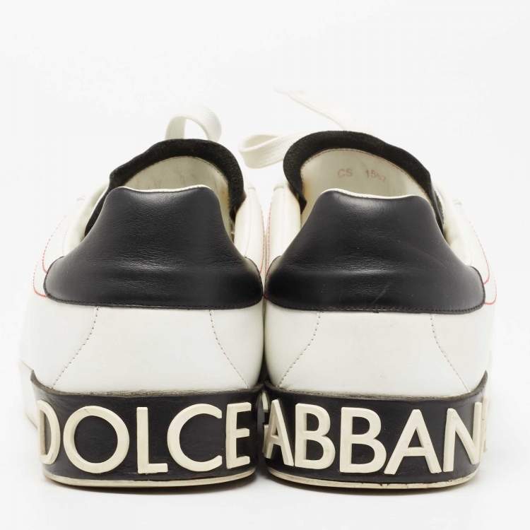 Pre Owned Dolce & Gabbana Black/White  Nappa Leather Portofino Sneakers Size 44