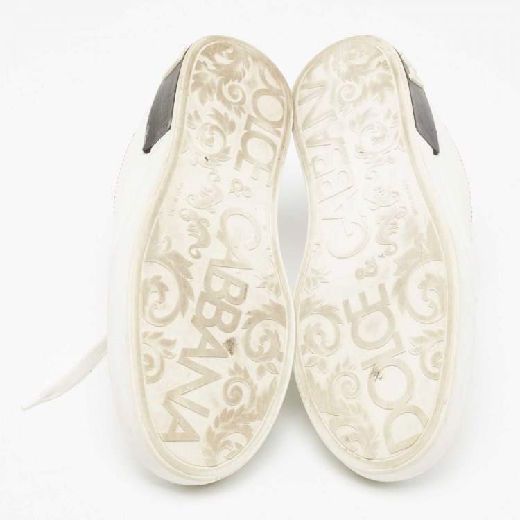 Pre Owned Dolce & Gabbana Black/White  Nappa Leather Portofino Sneakers Size 44