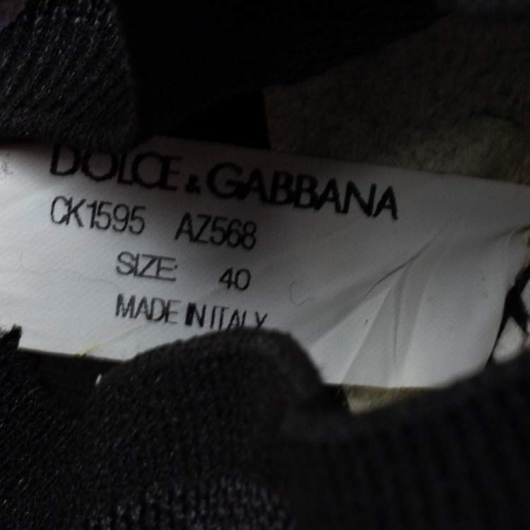 Pre Owned Dolce & Gabbana Black/White Knit Fabric Sorrento Sneakers Size 40